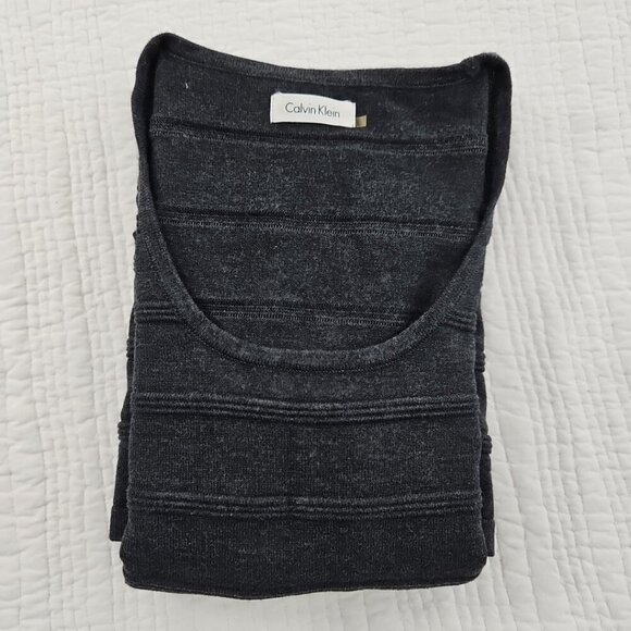 Calvin Klein Ribbed Bodycon Midi Dress Women's Large Grey Long Sleeve EUC - Picture 15 of 16